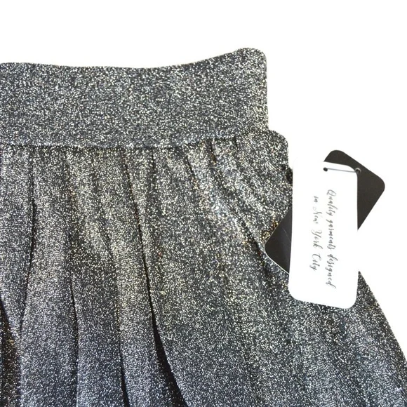 Metrowear Silver Shimmery Metallic Pleated A-Line Skirt, Medium NEW - Picture 3 of 5